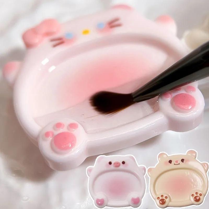 Cute Cartoon Pig Cat Palette DIY Mini Portable Nail Art Palette Manicure Organization Nails Polish Templates Painting Boards