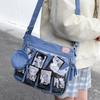 Süße Denim Ita Bag Damenmode Umhängetasche Harajuku Mädchen Transparente Umhängetasche Dame DIY Abzeichen Umhängetasche Handtasche