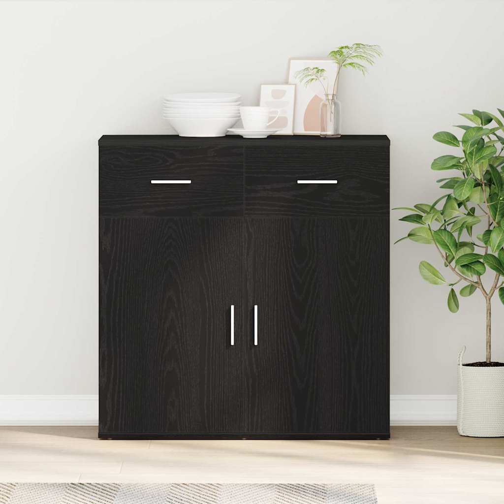 Sideboard Black Oak Effect 78 X 38 X 80 Cm Engineered Wood
