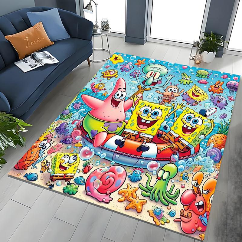 17 Styles Cartoon SpongeBob Print Area Rugs 3D Carpet for Home for Living Room Bedroom Sofa Decor Floor Kids Play Anti-Slip Mats