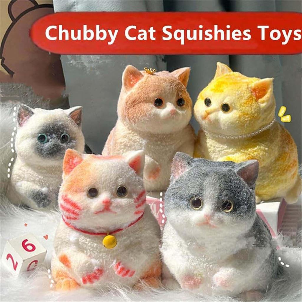 Cute Big Kitty Cat Taba Silicone Fuzzy Super Big Cat Kitten Handmade Squeeze Toy Mochi Toy Hand Relax Stress Release Gift
