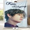 Kim Tae Hyung V Kpop B-BTS Flannel Blanket,Ultra Soft Warm Plush Throw for Home Bedroom Bed Sofa Cover Office Camping Picnic