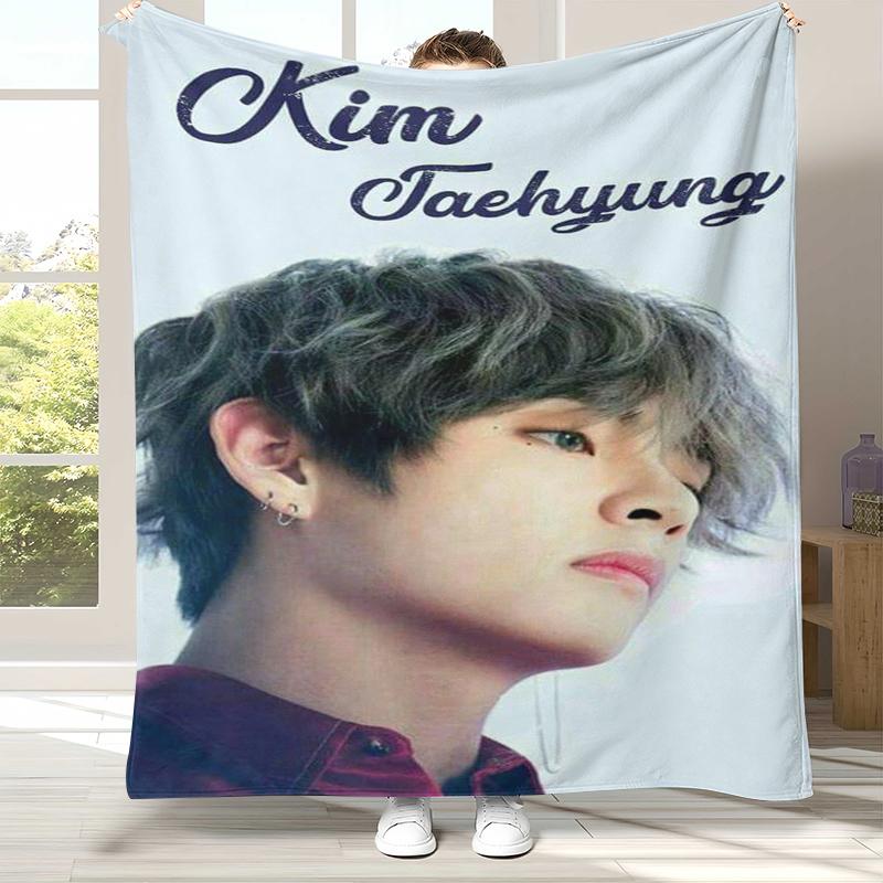 Kim Tae Hyung V Kpop B-BTS Flannel Blanket,Ultra Soft Warm Plush Throw for Home Bedroom Bed Sofa Cover Office Camping Picnic