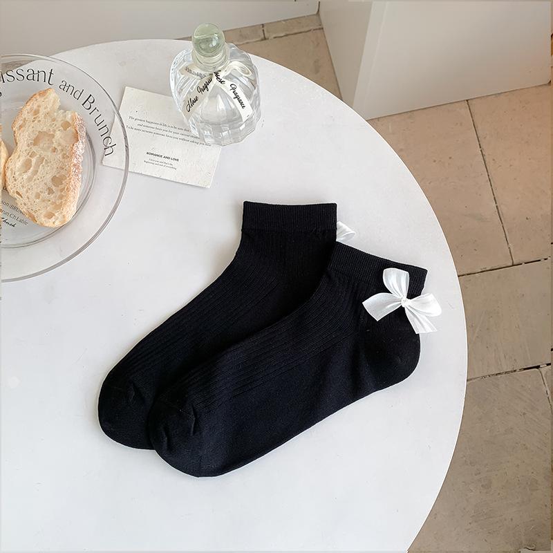 Women's Summer Thin Sweet Breathable Boneless Heel Bow Short Socks
