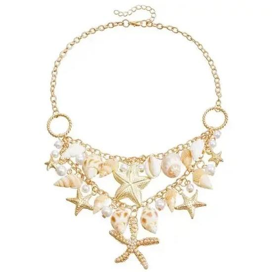 Fashion Natural Shell Conch Sea Star Imitation Pearl Tassel Pendant Waist Chain for Women Sexy Boho Summer Chain Belt Necklace