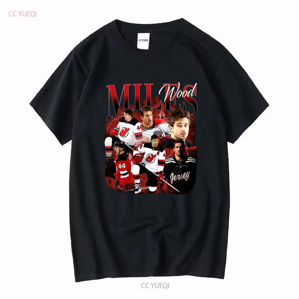 Miles Wood New Jersey Hockey T Shirt Devils Sweat long or short sleeves vintage Washed Unisex Top For Everyday Wear homme