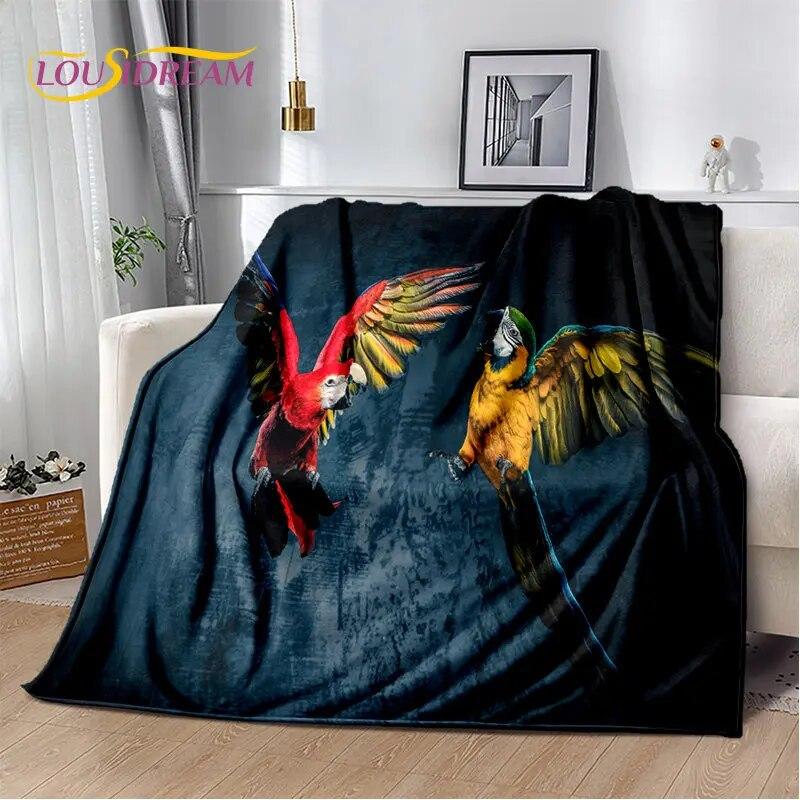 Macaws Colorful Birds Parrot Soft Plush Blanket,Flannel Blanket Throw Blanket for Living Room Bedroom Bed Sofa Picnic Cover Kids