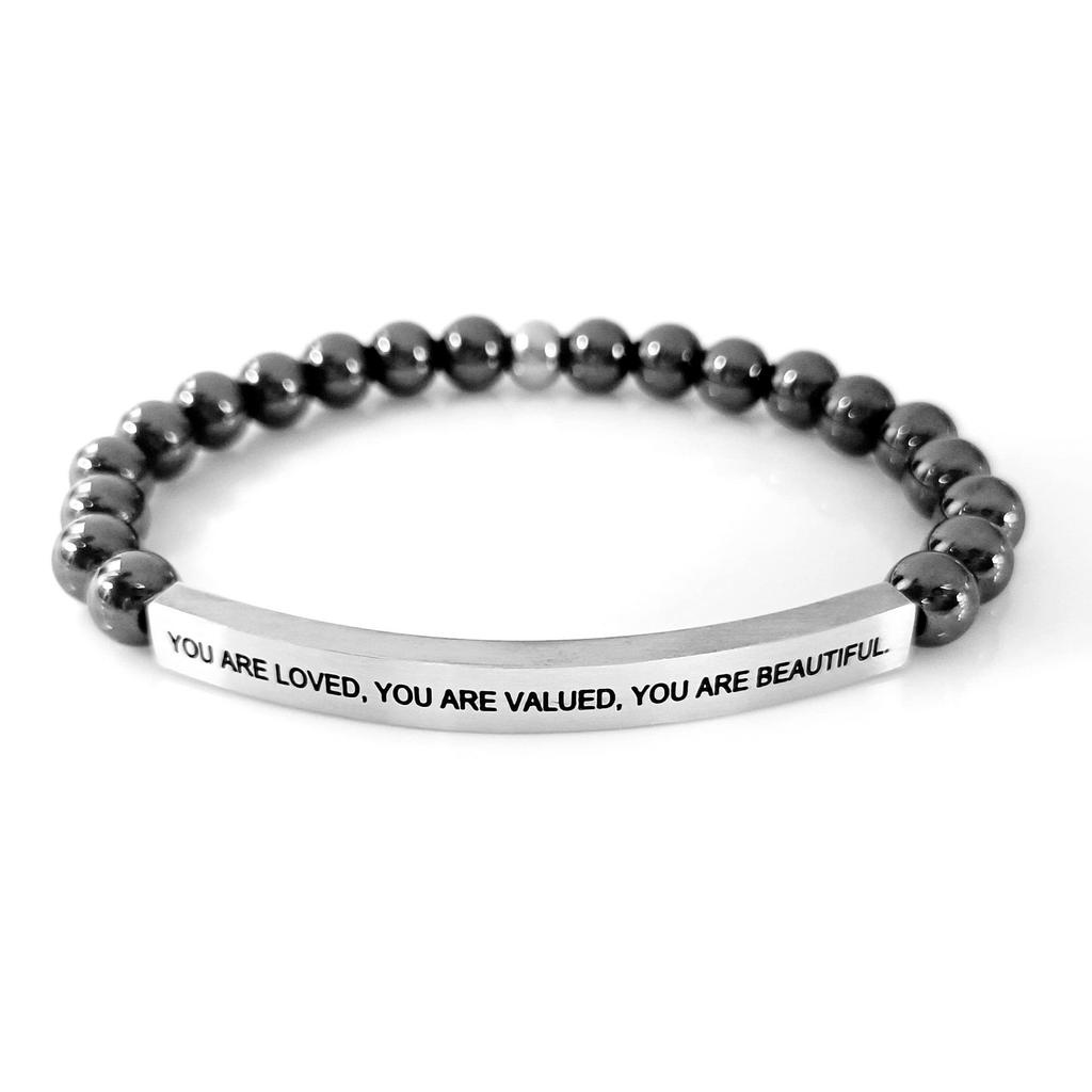6Mm steel ball obsidian powder chalcedony stainless steel elbow lettering aquamarine bracelet