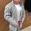 New Spring Autumn Men's Sweater Cardigan Long Sleeve Stand Collar Jacquard Casual Top