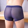 Men Boxer Underwear Summer Mid-rise Solid Color Ice Silk Thin Shorts Briefs Quick-Drying Sexy Panties Daily