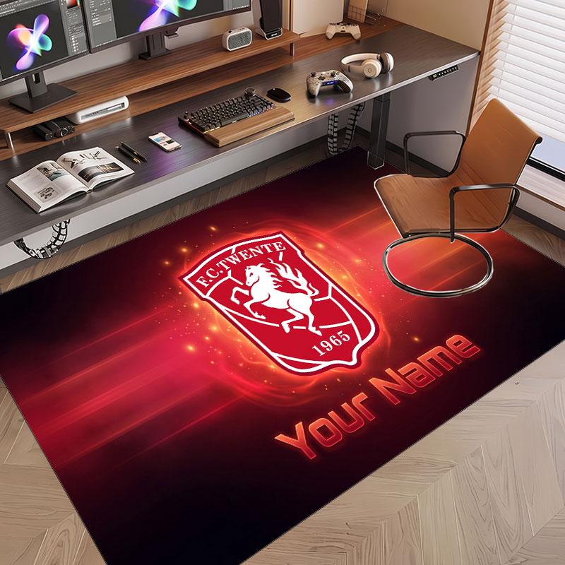 Custom Rug FC Twente Pattern Print Name Text Soft Non‑Slip Floor Carpet for Home Indoor Decoration