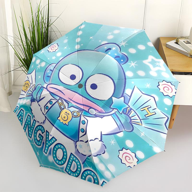 

1pc HANGYODON Automatic Folding Umbrella with 8-Bone Iron Frame - Portable Tri-Fold Design for Outdoor Use, Festive Gift Suitable for Fans, Travelers,