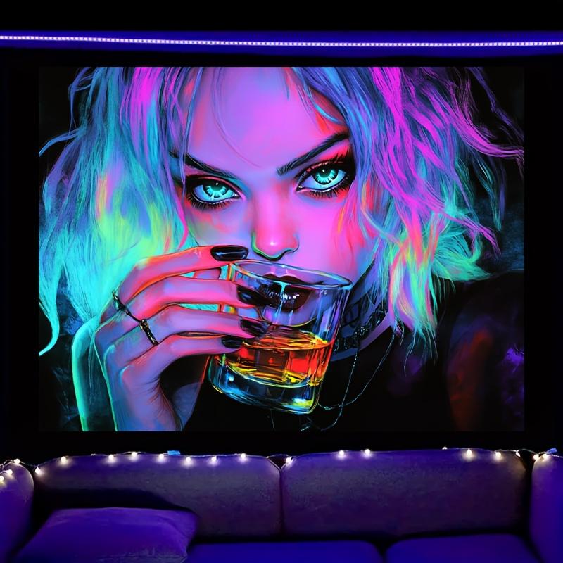 Colorful Neon Portrait Tapestry Unique Modern Wall Hanging Art for Living Room and Bedroom Decor Home Decoration Gift