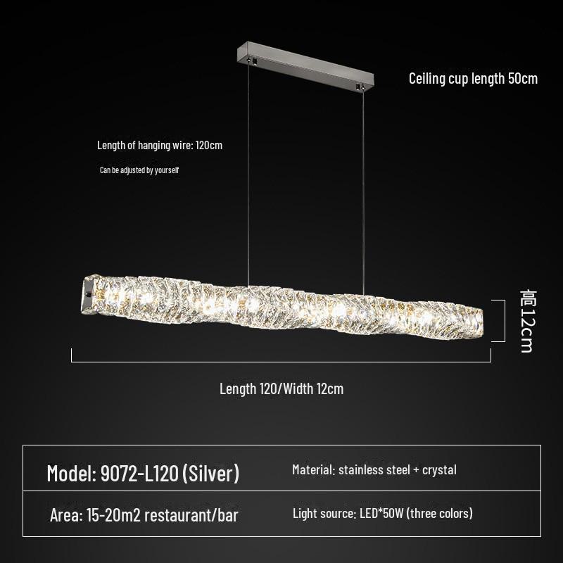 Modern Crystal Chandelier: Sleek Light for Dining Room Table or Bar