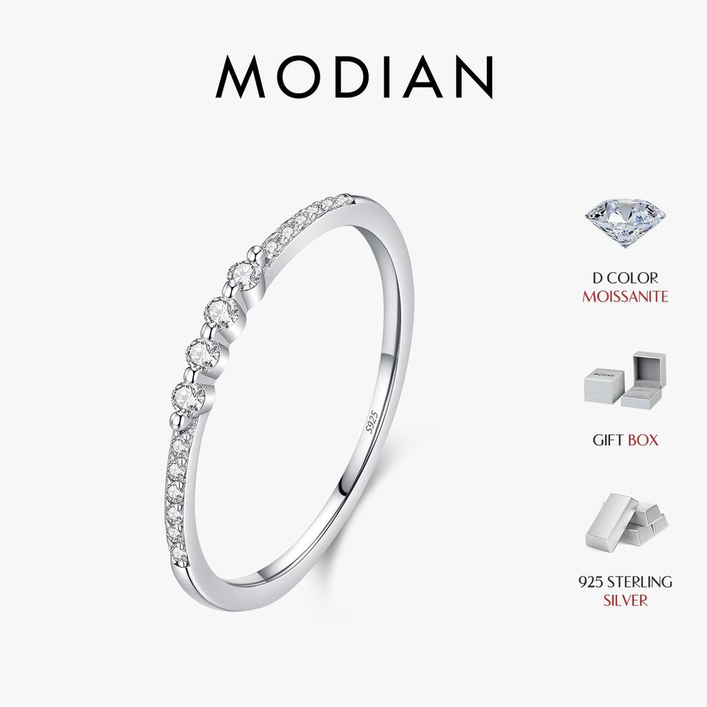 MODIAN Moissanite Rings 925 Silver Minimalist Lab Diamond Thin Ring Stackable Daily Wear Ring For Women Fine Jewelry