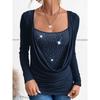 Women's 2025 New Ladies Casual Pullover Diamond Long Sleeve Fake Two-piece Top
