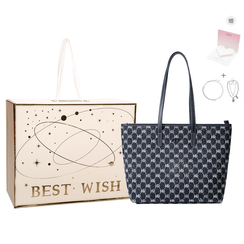New MQ Polyester Tote Bag Shopping Bag Underarm Shoulder Bag Women's Dark Blue MQ221086