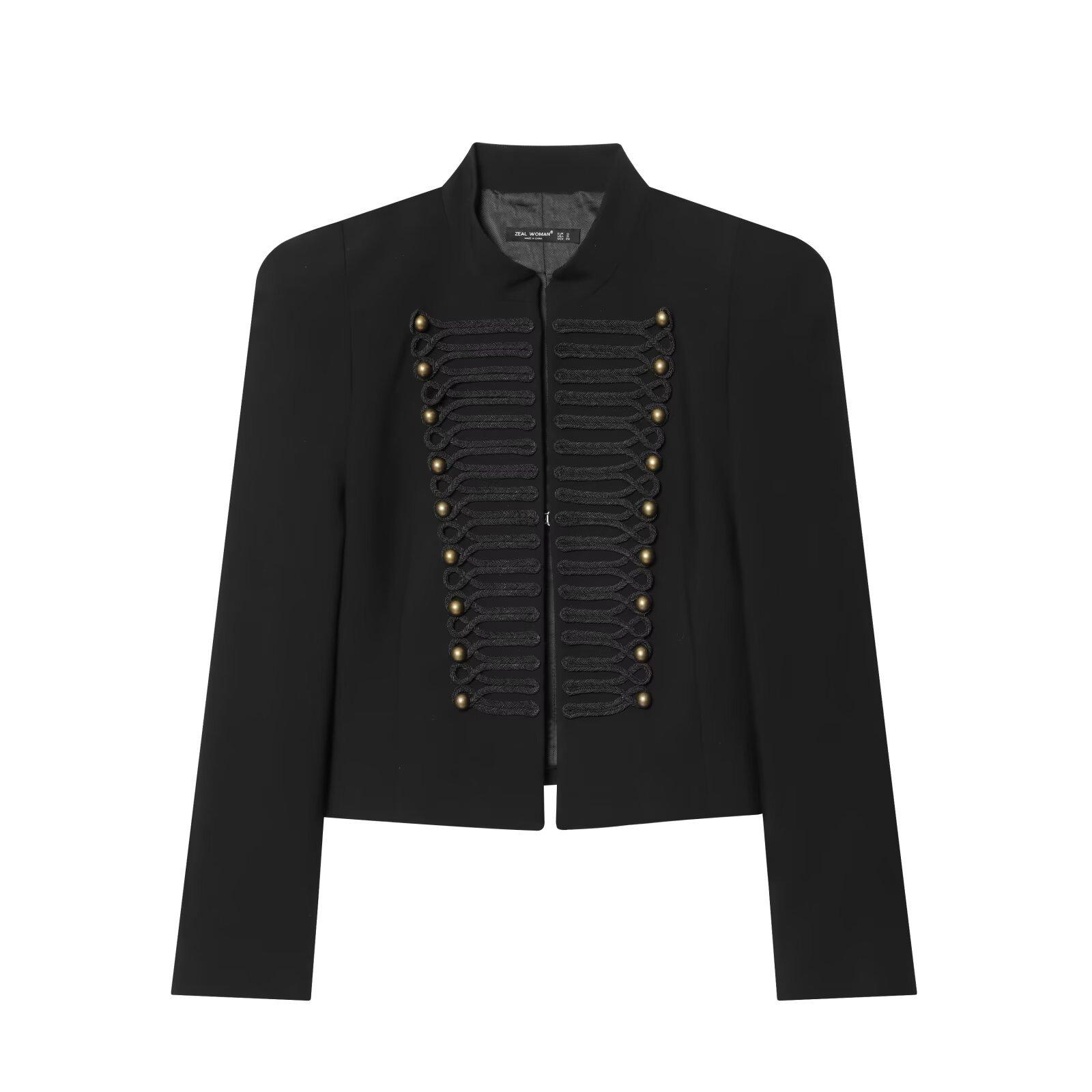 European and American style, new women s clothing, foreign style new Chinese button-up collar blazer 4840798 XS чёрный
