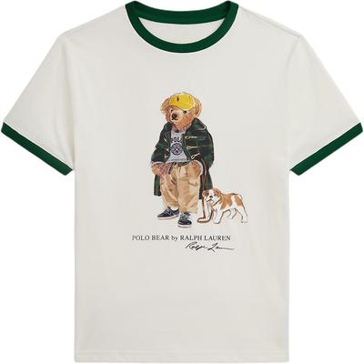 Polo Farbblock Rundhals Baumwolle Bärenprint Kurzarm T-Shirt Kinder Oberteile 323979494-001