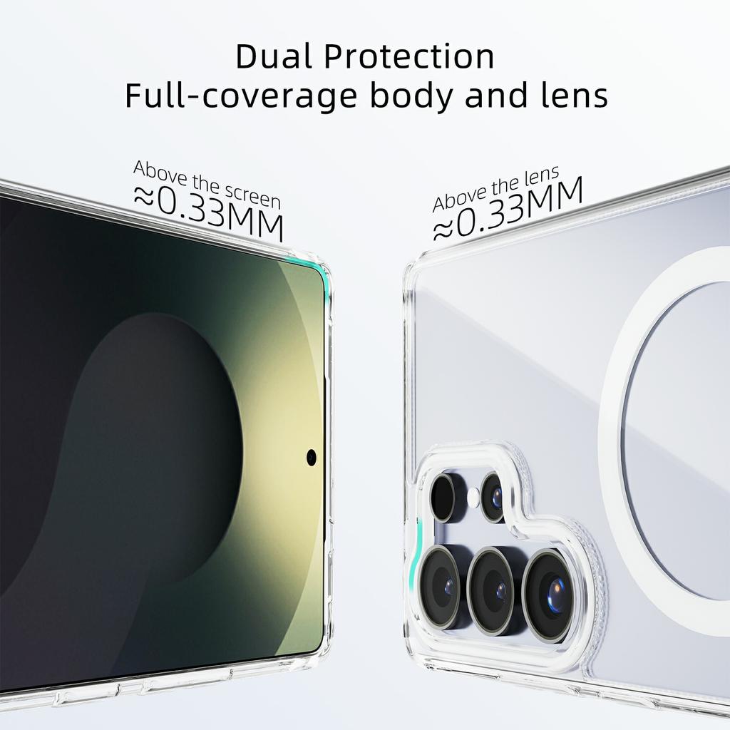 For Samsung Galaxy S25 Case Compatible with MagSafe Anti Scratch Clear TPU PC Phone Back Cover