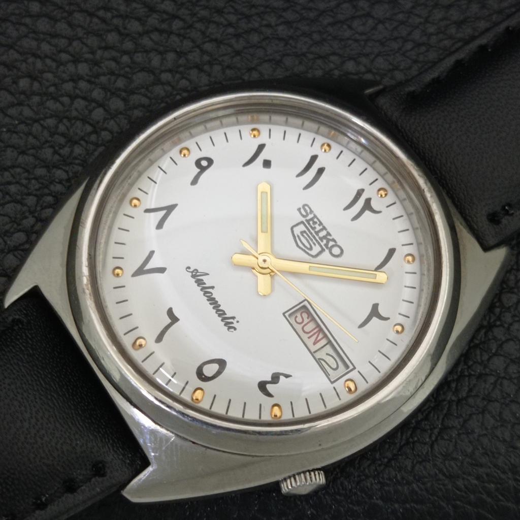 JAPAN VINTAGE SEIKO 5 AUTOMATIC MENS WHITE COLOR DIAL WATCH A706828-1