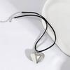 Silver Love Heart Aesthetic Necklace Fashion Simple Clavicle Chain Women Girls Velvets Rope Necklace Party Birthday Gift