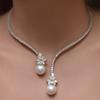 Elegant Vintage-Inspired Pearl & Zirconia Flower Design Pendant Necklace - Perfect For Bridal, Wedding, And Birthday Party Wear