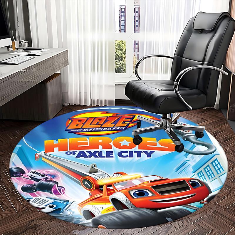 Blaze,Monster Machines Chair Mat Round Rug Office Carpet, Machine Washable, Non Slip, Suitable for Living Rooms, Bedrooms