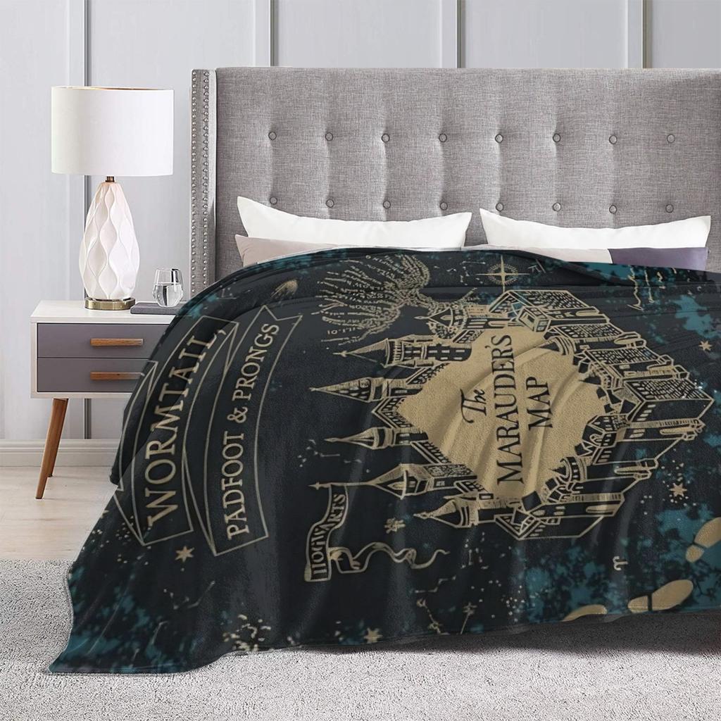Marauders Map Blanket Super Soft Pattern Plush Throw Blanket For Living Room Travel Flannel Bedspread Bed Cover
