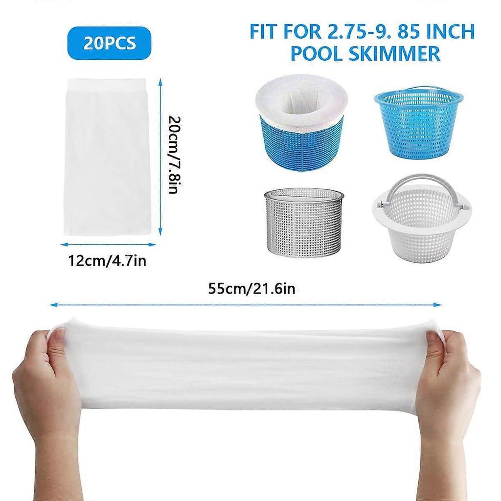20 Pieces Pool Skimmer Filter,Pool Skimmer Socks,Pool Filter Net,Pool Nylon Fabric Filters,for Skimmer Basket Clean Debris