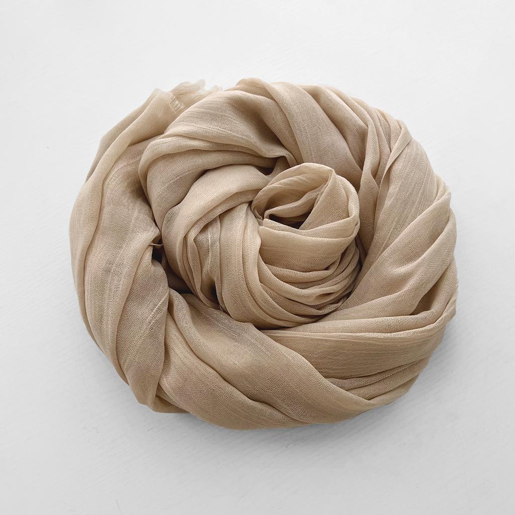 Herbst und Winter vielseitiger langer einfarbiger Baumwoll- und Leinen-Schal Damen Japanischer Retro Kälteschutz warmer Strickschal