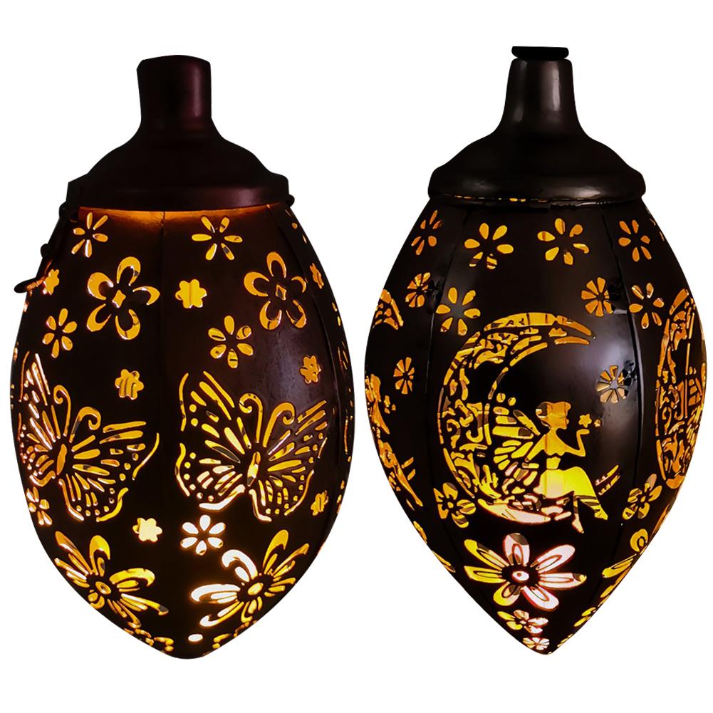 

Уличная подвесная металлическая лампа, водонепроницаемая, с рисунком бабочки/феи, солнечная садовая лампа, солнечный уличный фонарь для крыльца, патио и двора