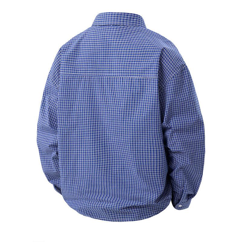 Men's Fashion Small Plaid Long Sleeve Shirt Loose Jacket Japanese Versatile Teen Cardigan Shirt