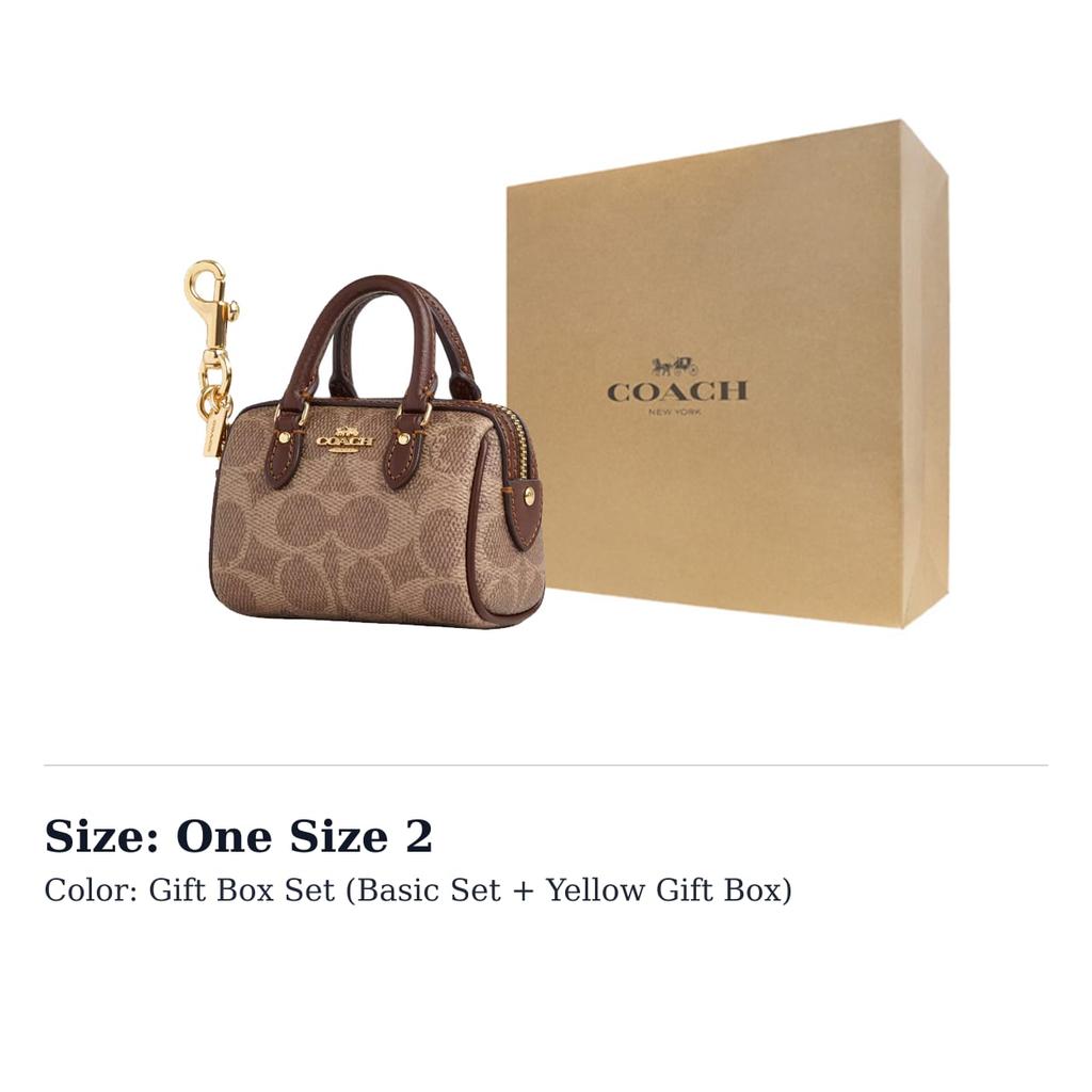 Coach Coated Canvas With Smooth Leather Bag Charm Bag Merch Mini Women's Gold & Tan CX068-IMXHE