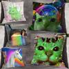 Süßer Lustiger Regenbogen Alien Katze Kissenbezug für Sofa Dekor Auto Büro Zimmer Druck Kissenbezug Dekorationen und Schutz