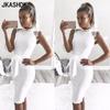 Women's Fashion Summer Spring Solid Color Print Sleeveless O-Neck High Waist Casual Dresses