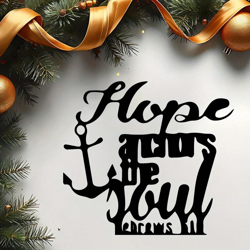 Iron Wall Art Hope and Dreams Gold Ribbon Decor for Living Room Garden Gift