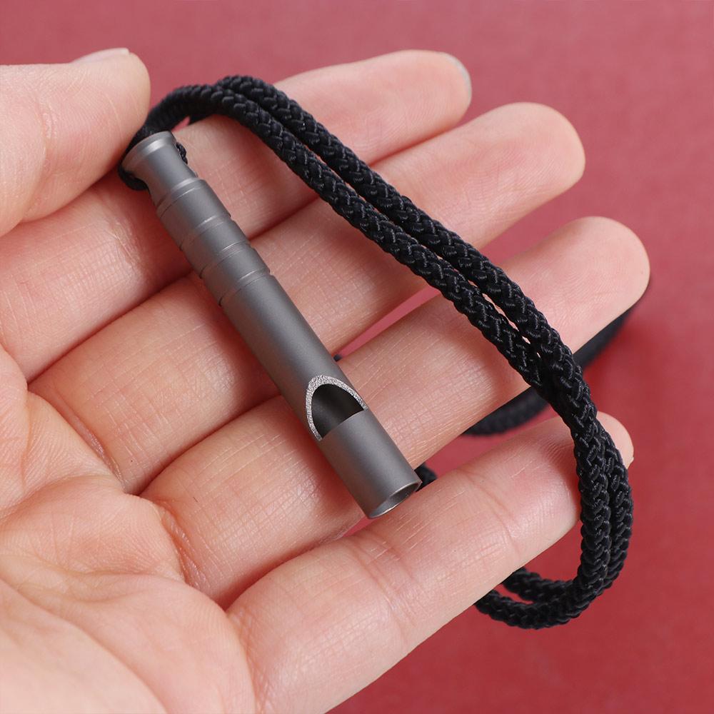 With Cord Camping Whistle Ultralight Titanium Whistle Sandblasting Emergency Whistle  Exploring