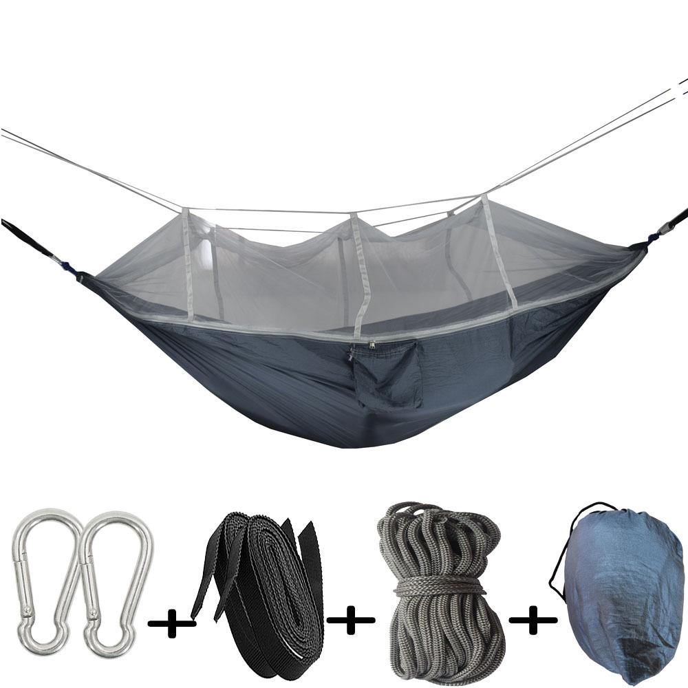 Outdoor Anti-Rollover Nylon Hammock with Mosquito Net - Single/Double Lightweight Parachute Cloth
