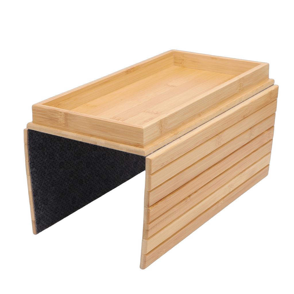 Couch Cup Holder Portable Foldable Non Slip Bambusoideae Sofa Armrest Tray for Living Room