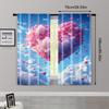2pc,  Curtain Romantic Heart-shaped Clouds Versatile Durable Polyester,Without Electricity Festive Holiday Applies To Carnival