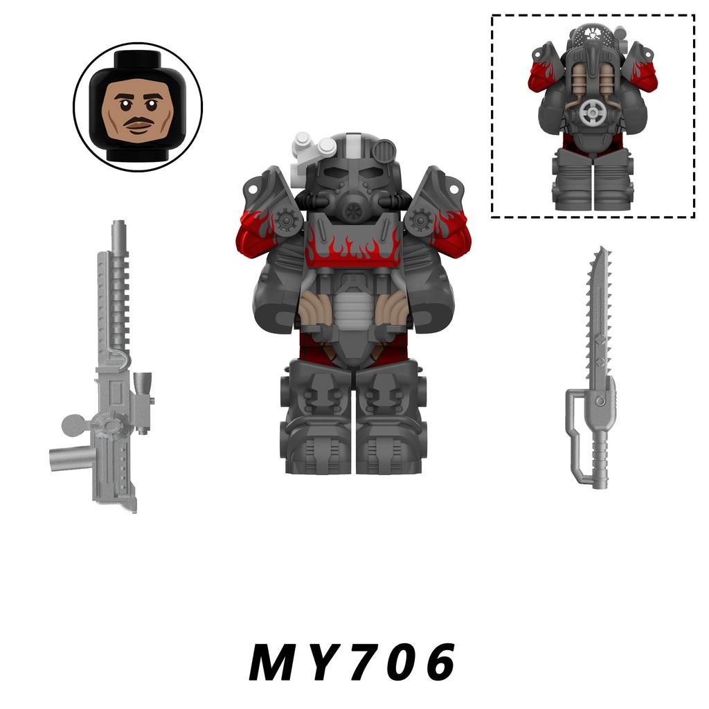 Neueste Bos Game T60 Power Rüstung Armee Offiziere Soldaten Figur Maschinengewehr Modell Bausteine Kinderspielzeug Geschenke Junge Mädchen Juguetes