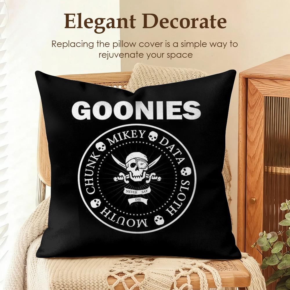 Movie GGoonies Cushion Cover Natural Linen Organic Fabric DoubleSided Printing Sofa Home Decor Gift Pillow Case