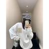 2025 New Arrival: European-Style White Long-Sleeve Women's T-Shirt, Mid-Length Loose Fit, Pure Cotton Base Layer for Autumn/Winter