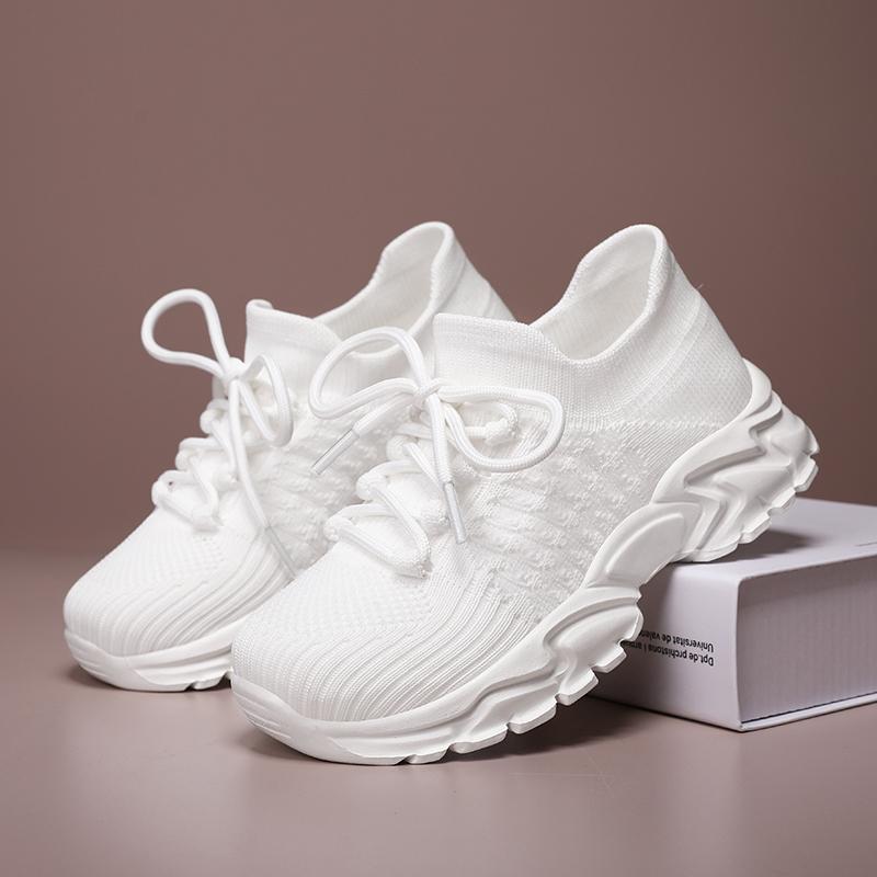 Fashion Women's New Elastic Fabric Sports Thick Soled Lace Up Tennis Outdoor Running Breathable Casual Shoes Lightweight Walking Shoes