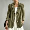 Women Corduroy Blazer Lapel Collar Long Sleeve Button Front Casual Loose Fit Work Office Suit Jacket