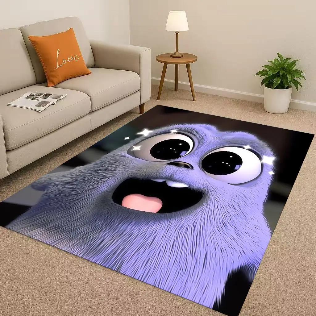 3D Kawaii Grizzy and The Lemmings Cartoon Living Room Non-Slip Area Rug Carpet for Bedroom Playroom Sofa,Home Doormat Gift Kid