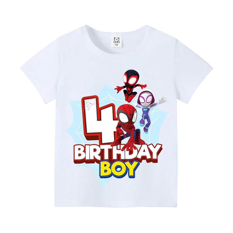 New Short Sleeve Marvels SpiderUnisex Kids Tshirt Number 19 Cartoon Figure Printed Tshirt Birthday Party Wears 100Cotton Tee