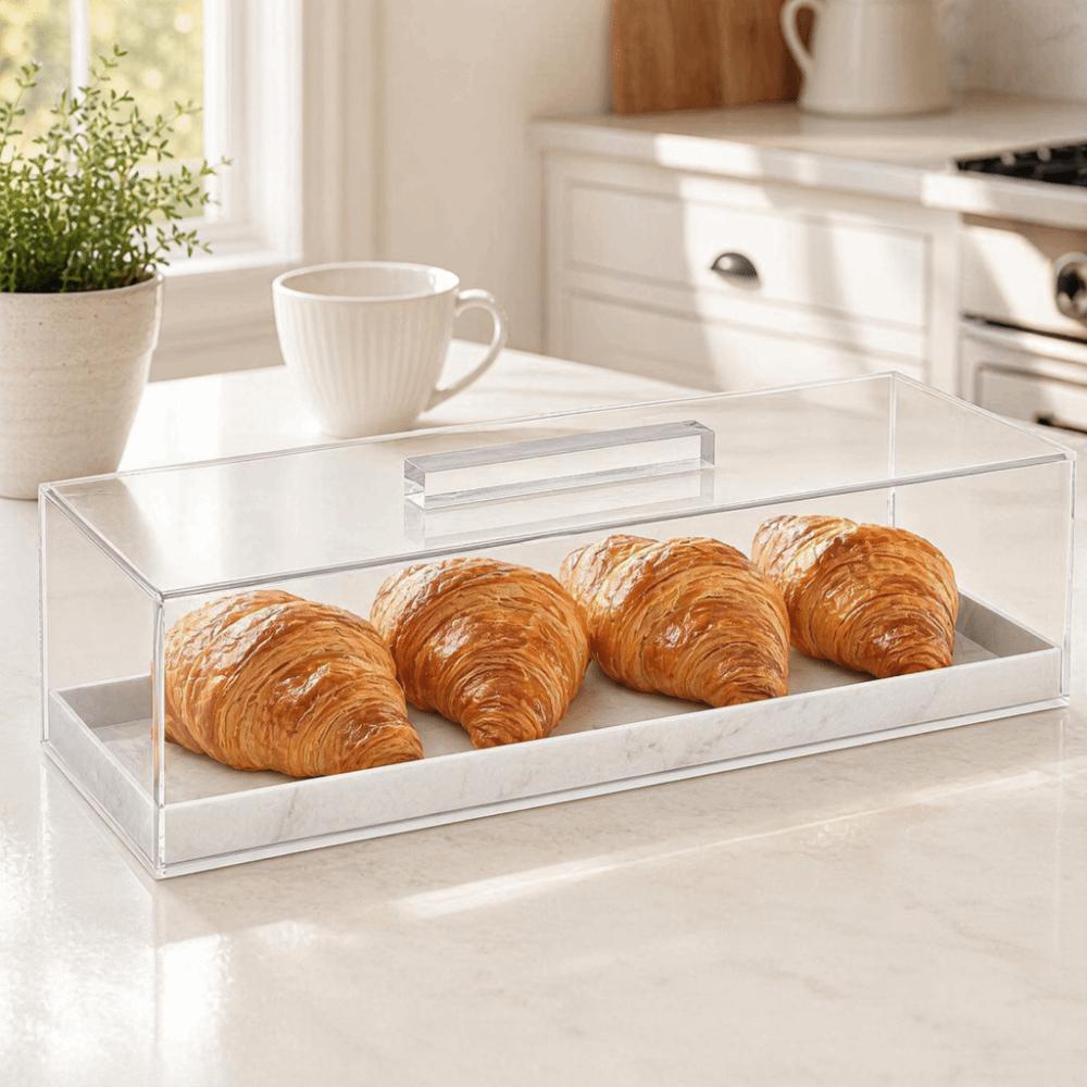 Acrylic Material Pastry Display Case Top Handle Cake Platter Cookie Display Tray Pastry Serving