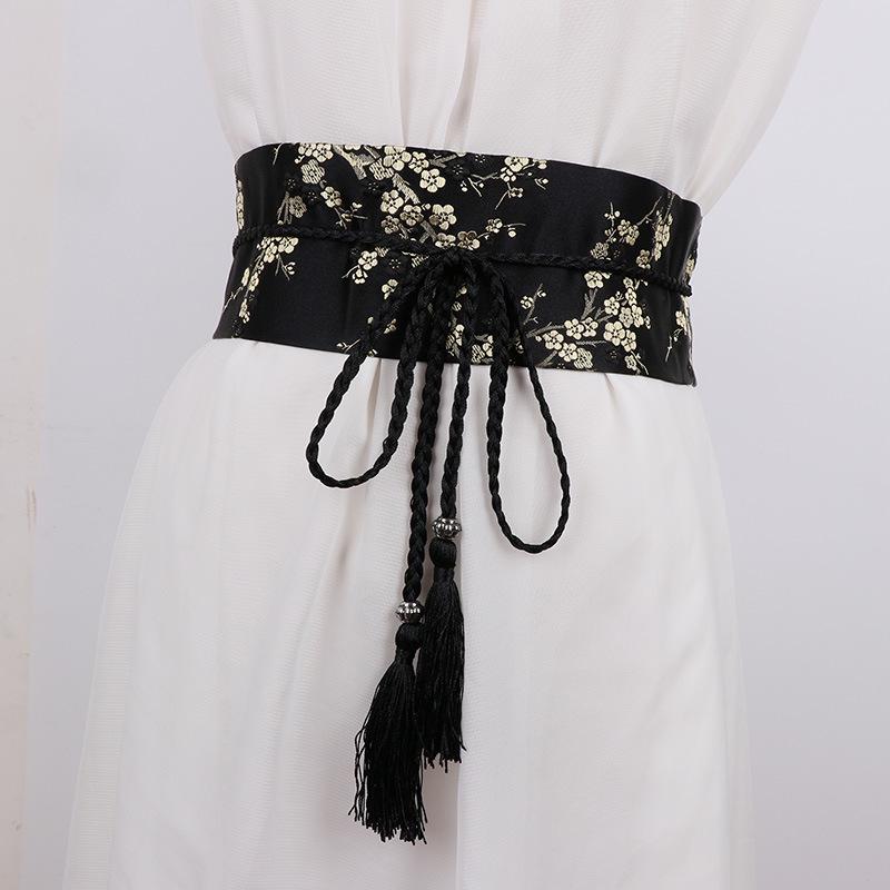 Retro Ethnic Embroidered Hanfu Cincher: Wide Waistband Decorative Dress Accessory